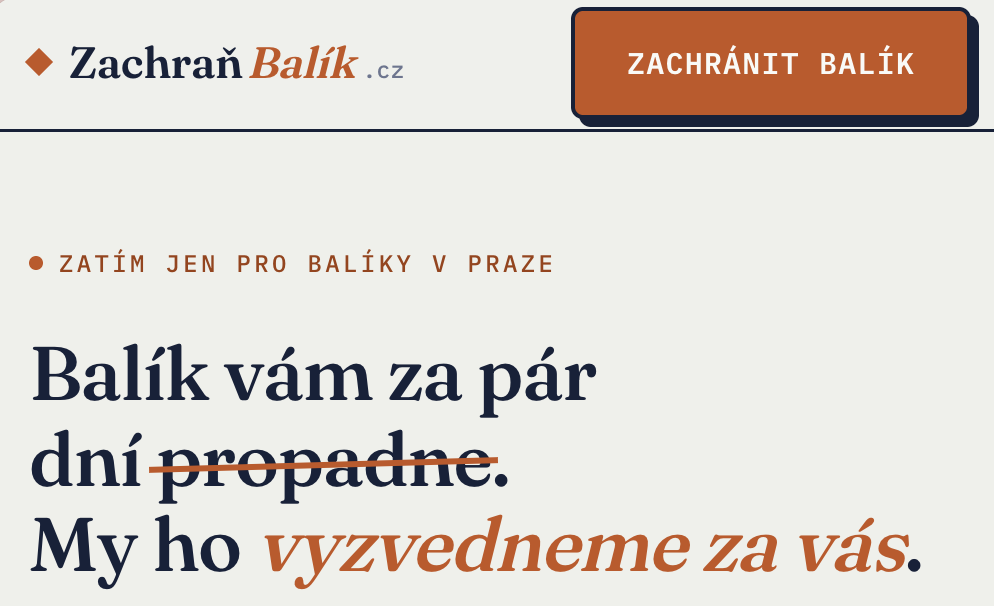 Náhled webu zachranbalik.cz